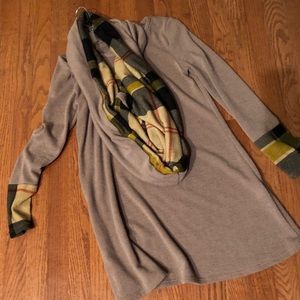 Boutique sweater dress with scarf